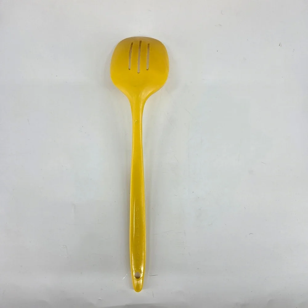 Vintage Yellow Melamine Slotted Spoon TB 606 Kitchen Serving Utensil Taiwan